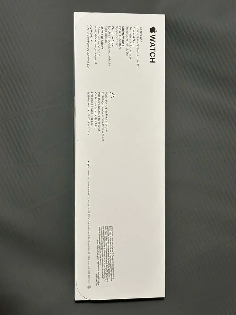 Apple Watch Sport Band 46mm M/L Black with Space Black Stainless Steel Pin
